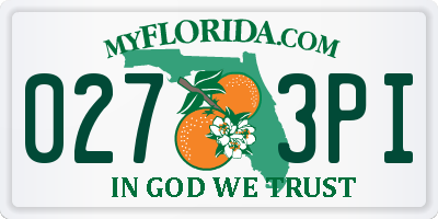 FL license plate 0273PI