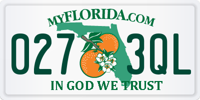 FL license plate 0273QL