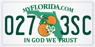 FL license plate 0273SC