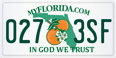 FL license plate 0273SF