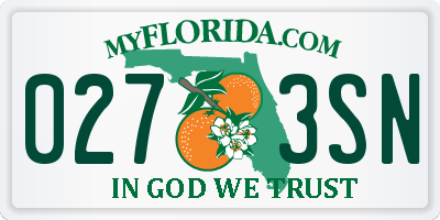 FL license plate 0273SN