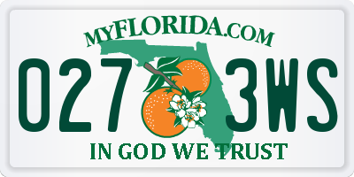 FL license plate 0273WS