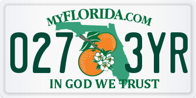 FL license plate 0273YR