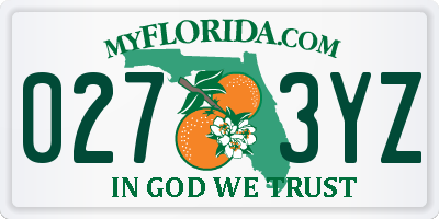FL license plate 0273YZ
