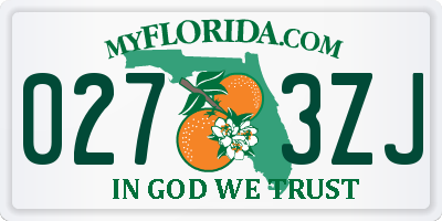 FL license plate 0273ZJ