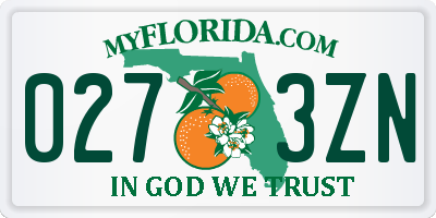 FL license plate 0273ZN