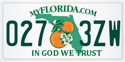 FL license plate 0273ZW