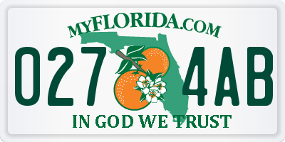 FL license plate 0274AB