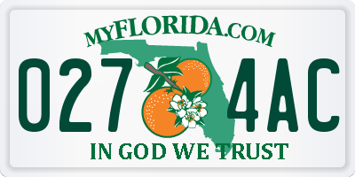 FL license plate 0274AC