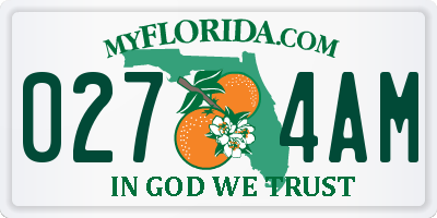 FL license plate 0274AM