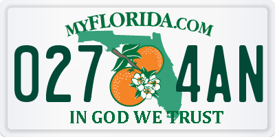 FL license plate 0274AN