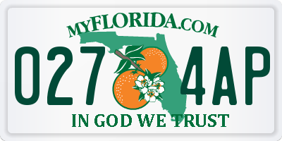 FL license plate 0274AP