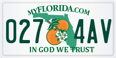 FL license plate 0274AV