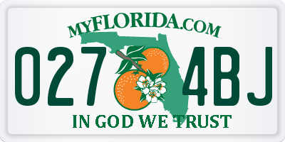 FL license plate 0274BJ