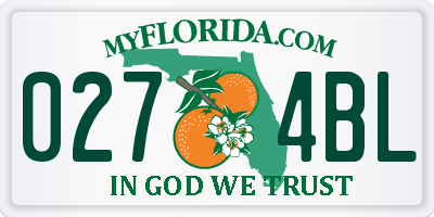 FL license plate 0274BL