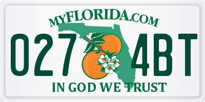 FL license plate 0274BT