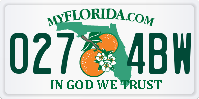 FL license plate 0274BW