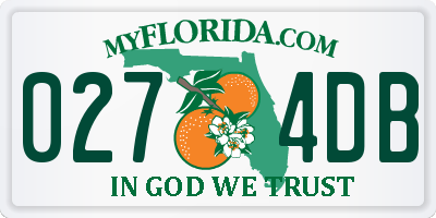 FL license plate 0274DB