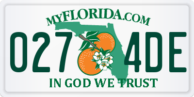FL license plate 0274DE