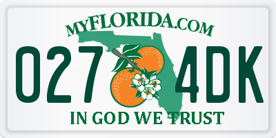 FL license plate 0274DK