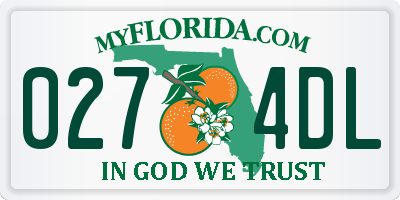 FL license plate 0274DL