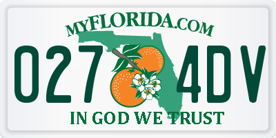 FL license plate 0274DV