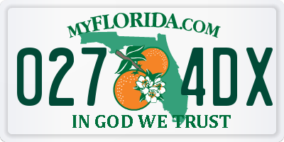 FL license plate 0274DX