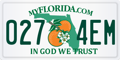 FL license plate 0274EM