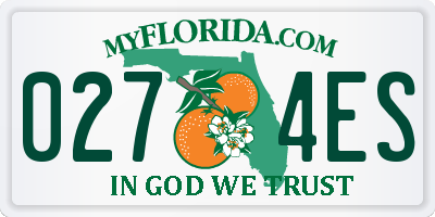 FL license plate 0274ES