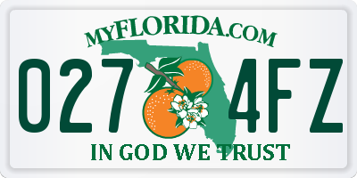 FL license plate 0274FZ
