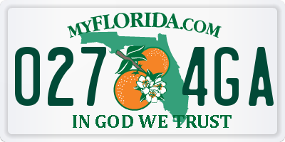 FL license plate 0274GA