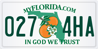 FL license plate 0274HA