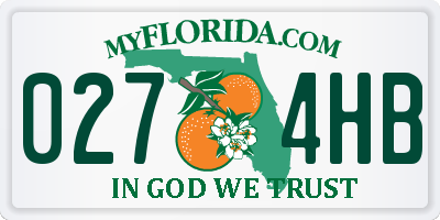 FL license plate 0274HB