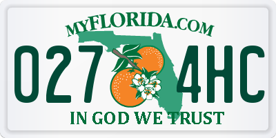 FL license plate 0274HC