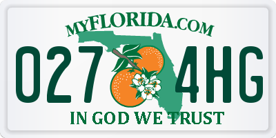 FL license plate 0274HG