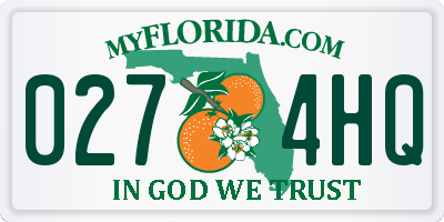 FL license plate 0274HQ