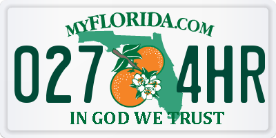 FL license plate 0274HR