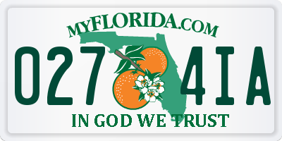 FL license plate 0274IA