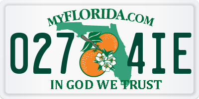 FL license plate 0274IE