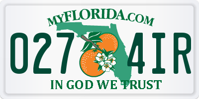 FL license plate 0274IR