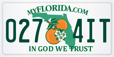 FL license plate 0274IT