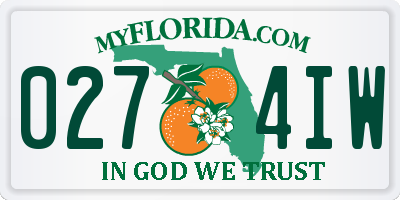 FL license plate 0274IW