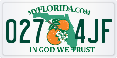 FL license plate 0274JF