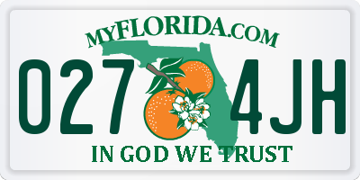 FL license plate 0274JH