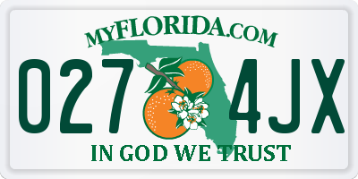 FL license plate 0274JX