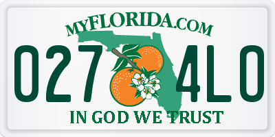 FL license plate 0274LO
