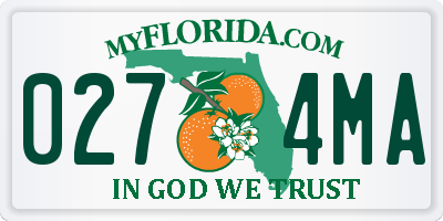 FL license plate 0274MA