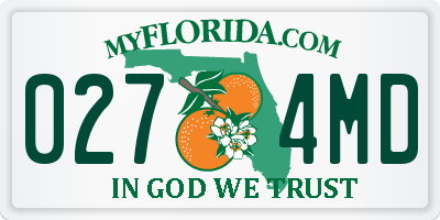 FL license plate 0274MD