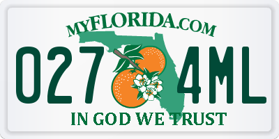 FL license plate 0274ML