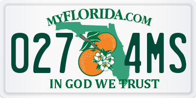 FL license plate 0274MS